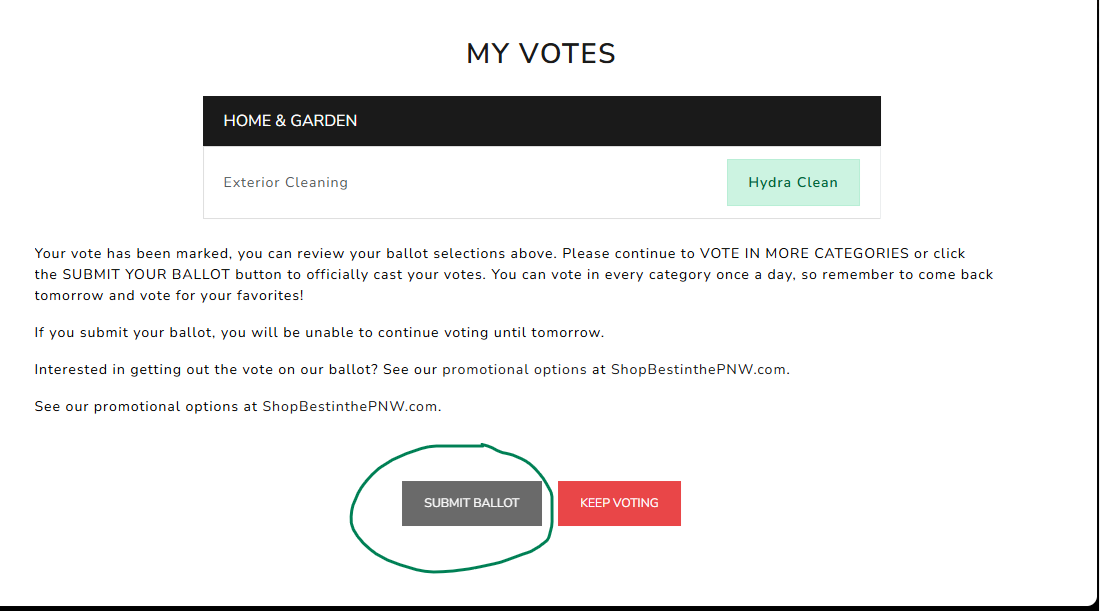 Submit your ballot